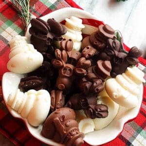 homemade chocolate christmas candy in a plate