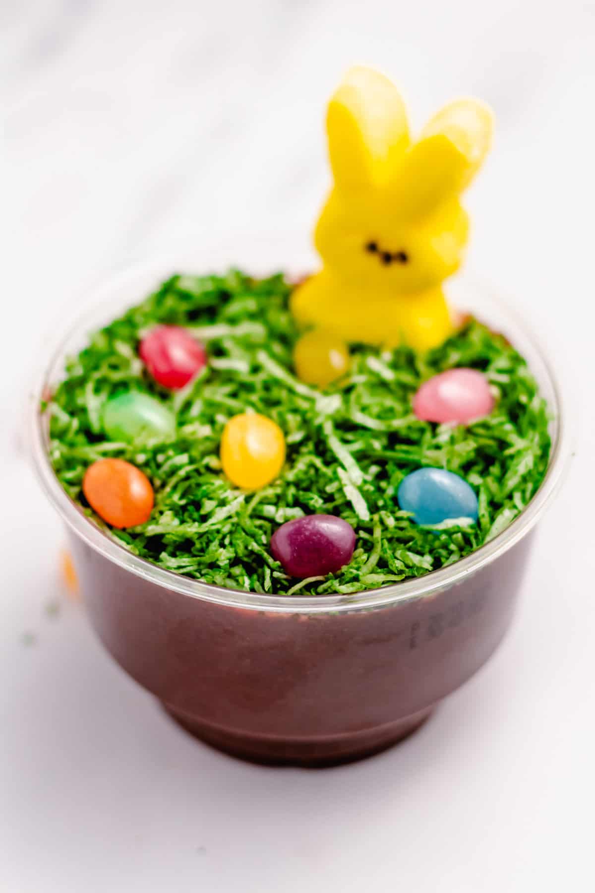 Easter dirt cup on a white background