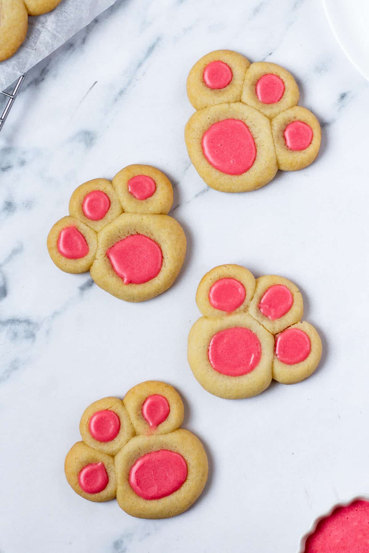 bunny paw cookies on a white background