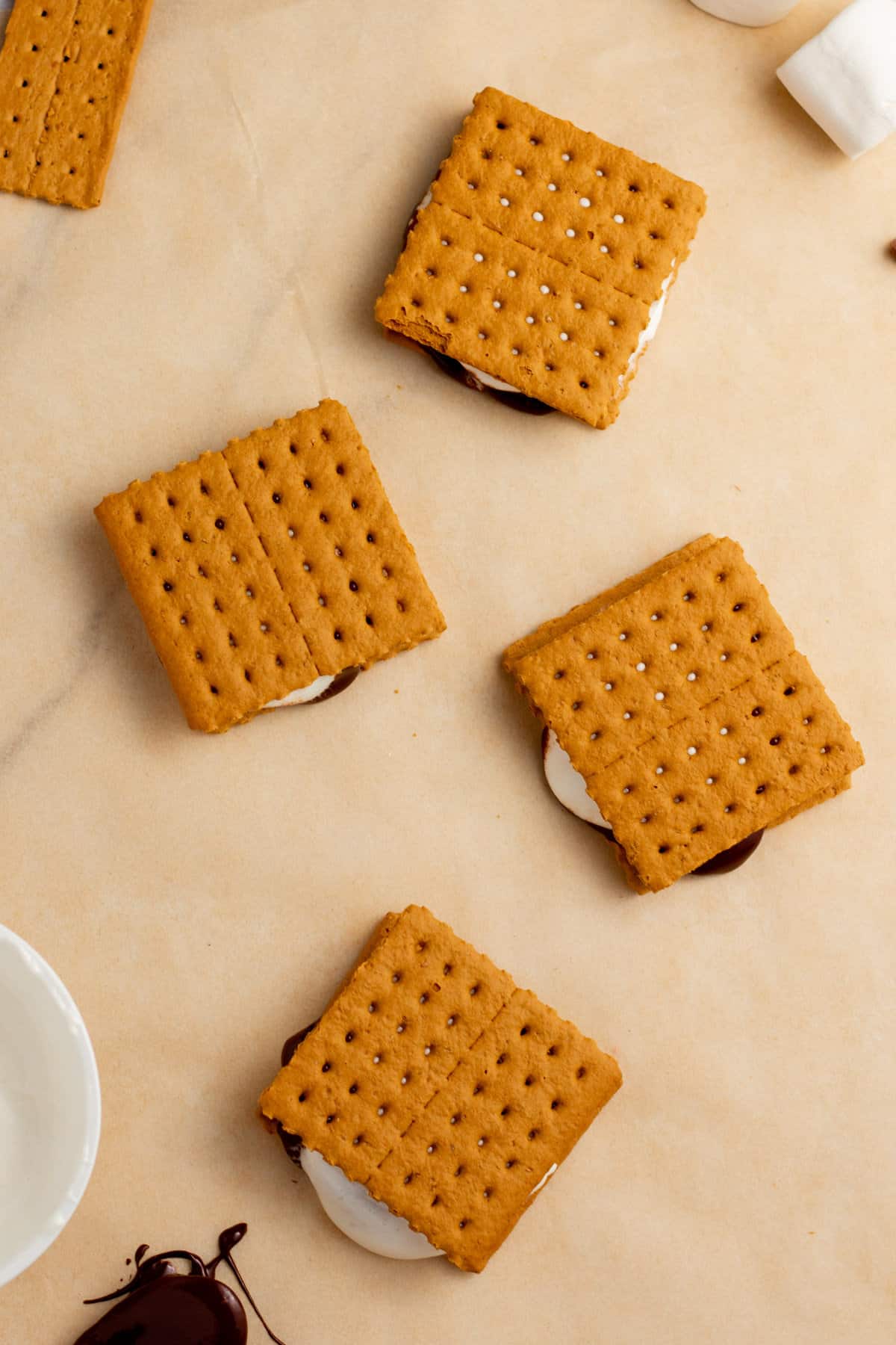 graham cracker placed on top of a s'more