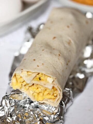 egg and cheese burrito wrapped in foil