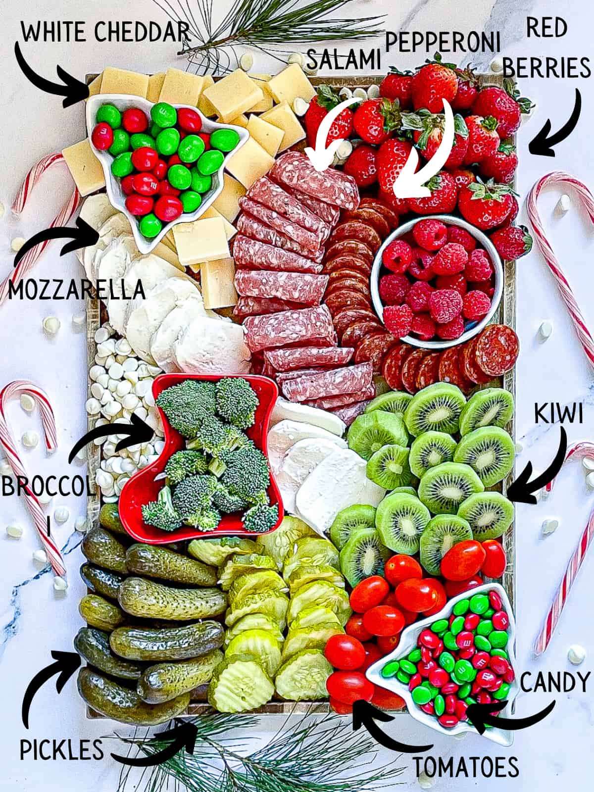 ingredient list for a christmas charcuterie board