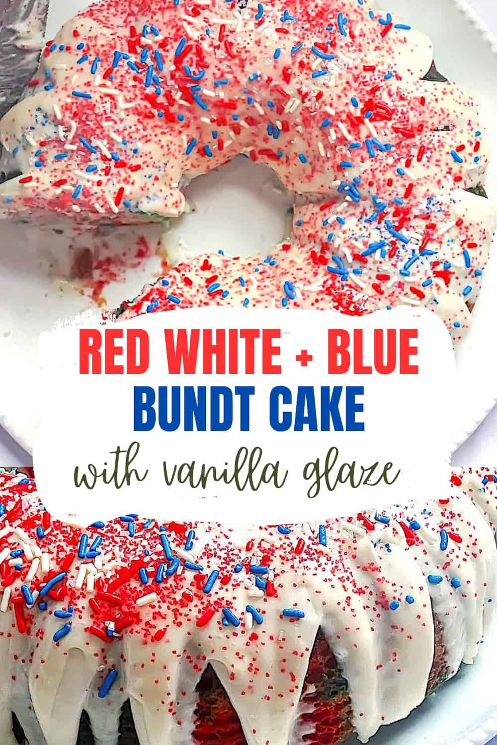 red white and blue bundt cake pin image