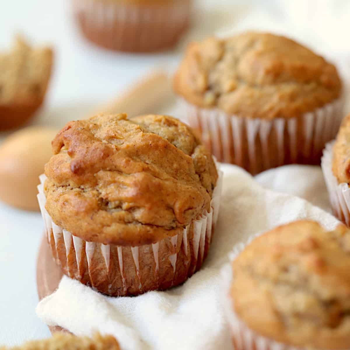 peanut butter muffins on a cheesecloth