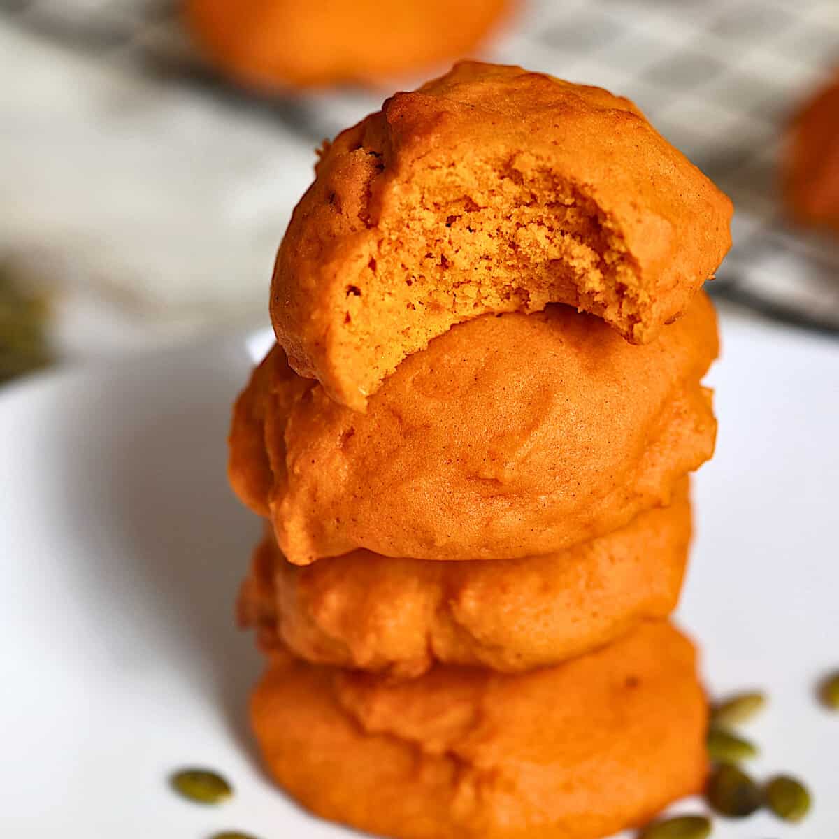 chewy pumpkin cookies in a stack