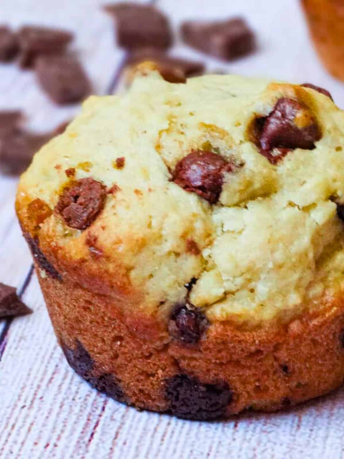 vegan chocolate chip muffin close up