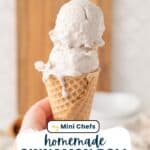 homemade cinnamon ice cream in ice cream cones
