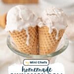 homemade cinnamon ice cream in ice cream cones