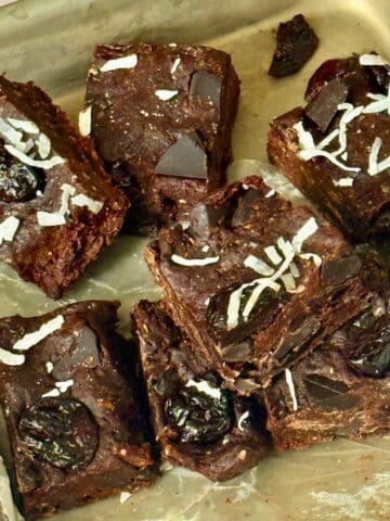 cherry chocolate date brownies image