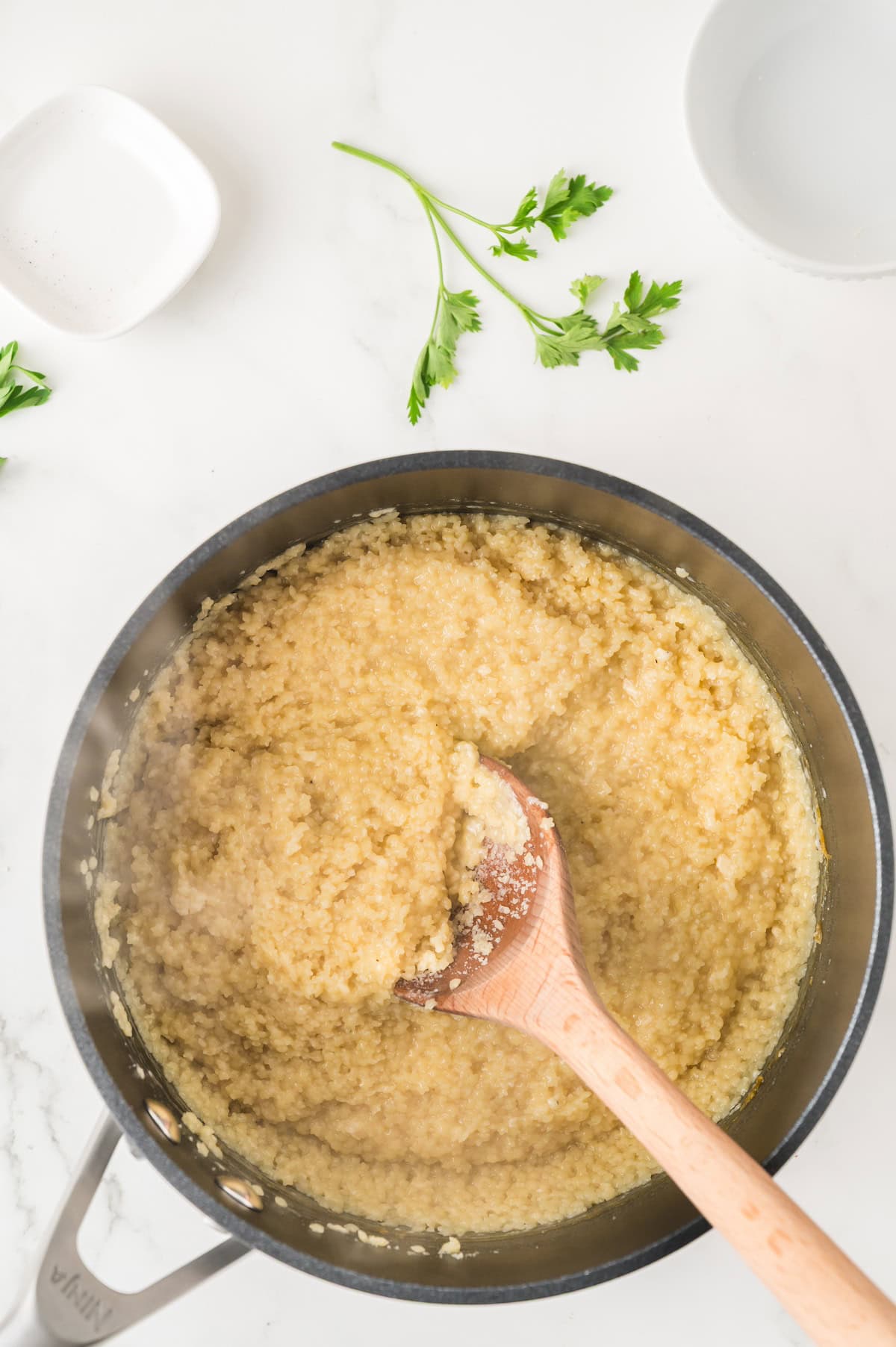 pastina being cooked in a pot