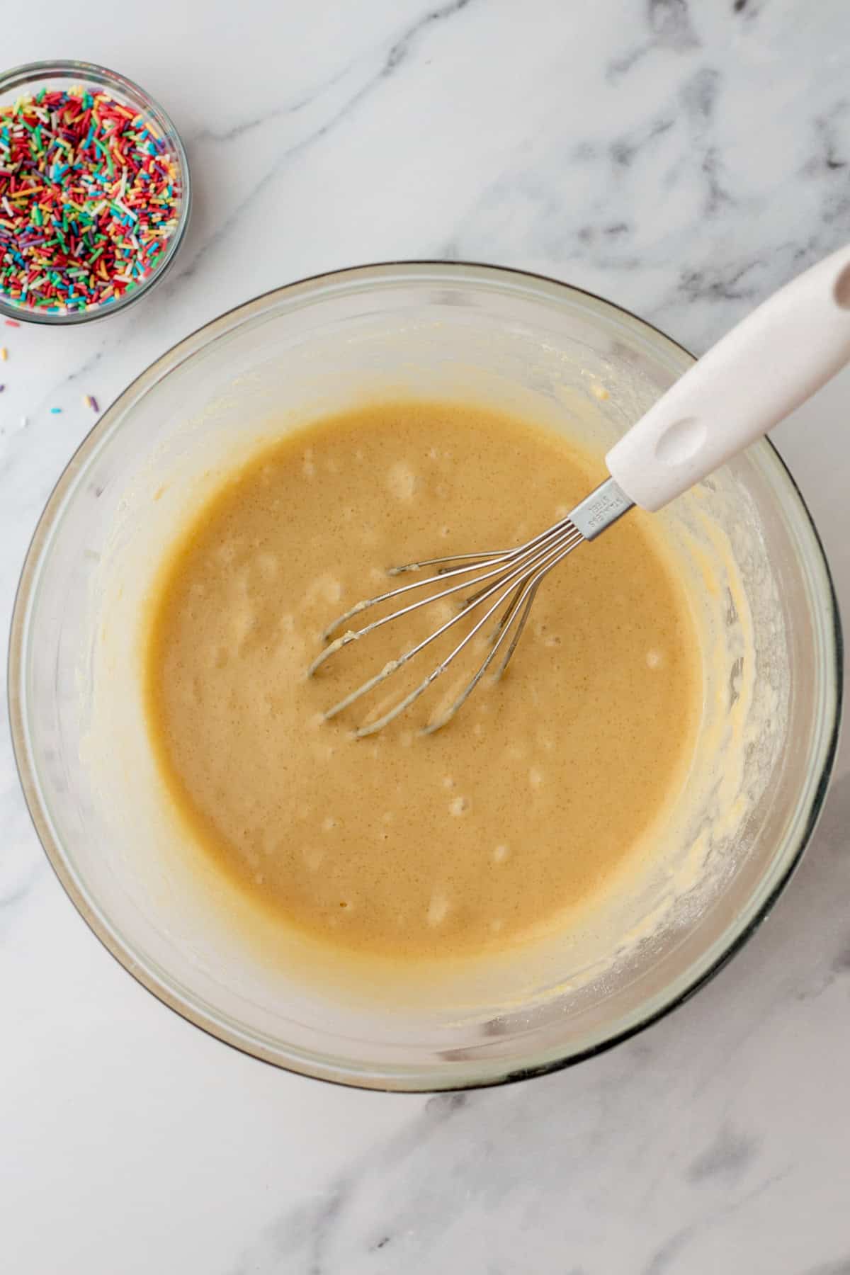 donut batter in a mixing bowl