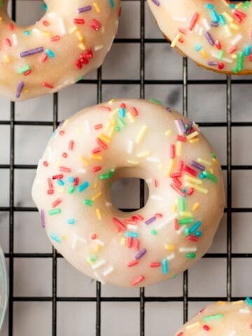 baked vanilla donut on a cooling rack