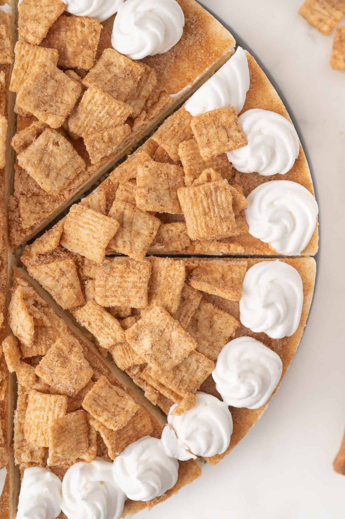 sliced cheesecake on a serving dish