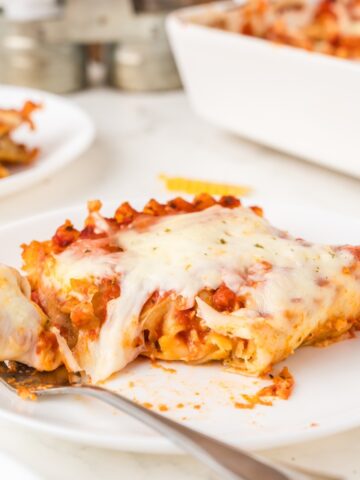 cheese lasagna slice on a plate