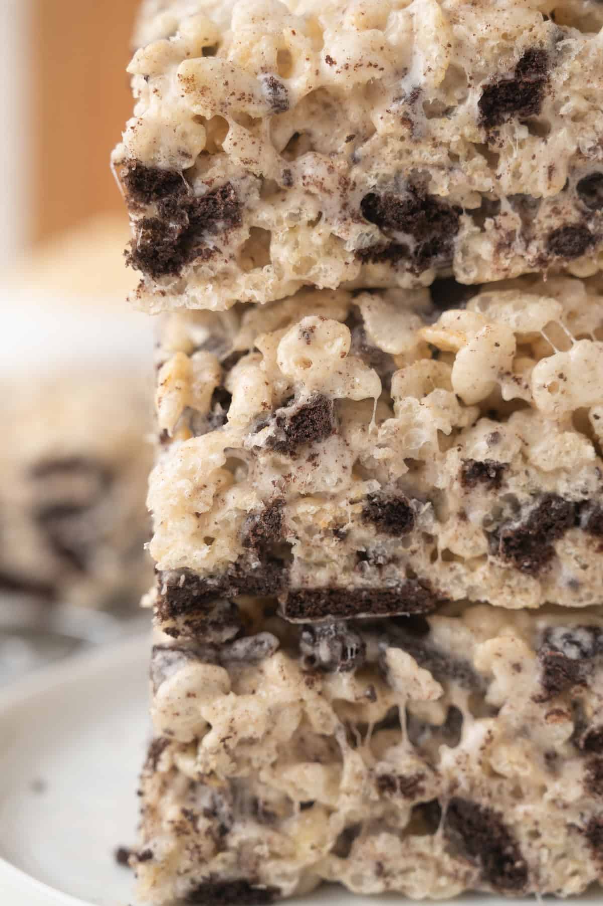 Oreo Rice Krispie treats in a stack