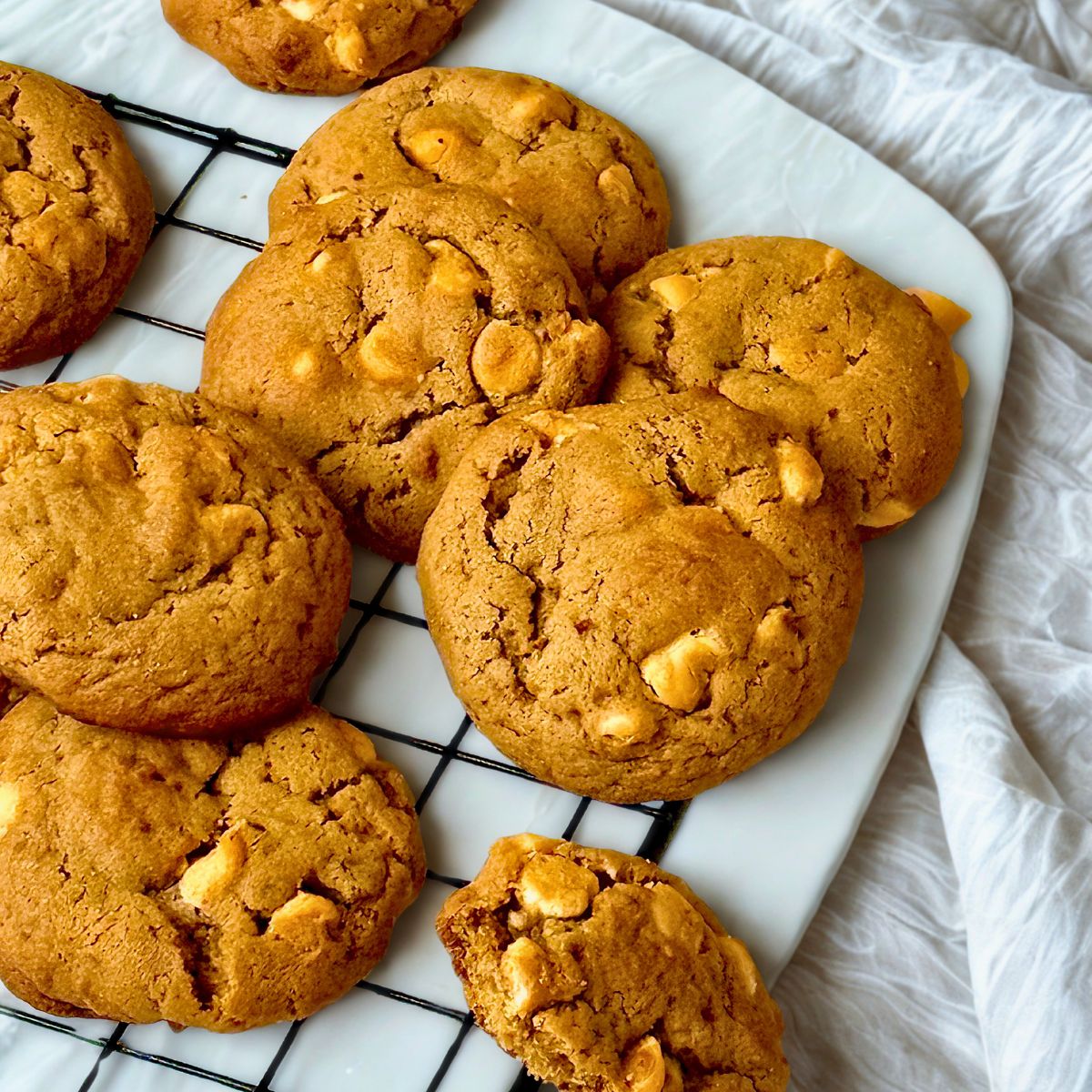 butterscotch cookies on a white plate