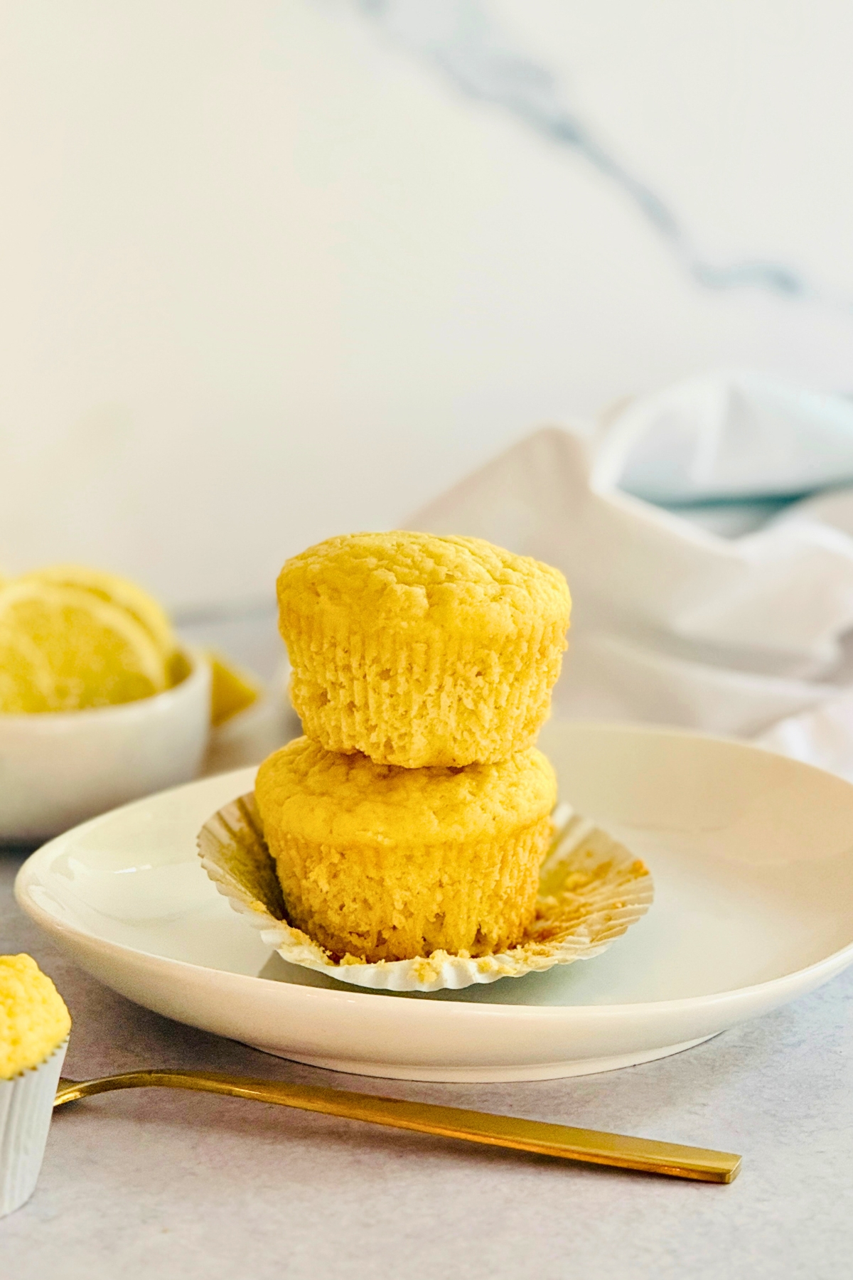 lemon muffins in a stack