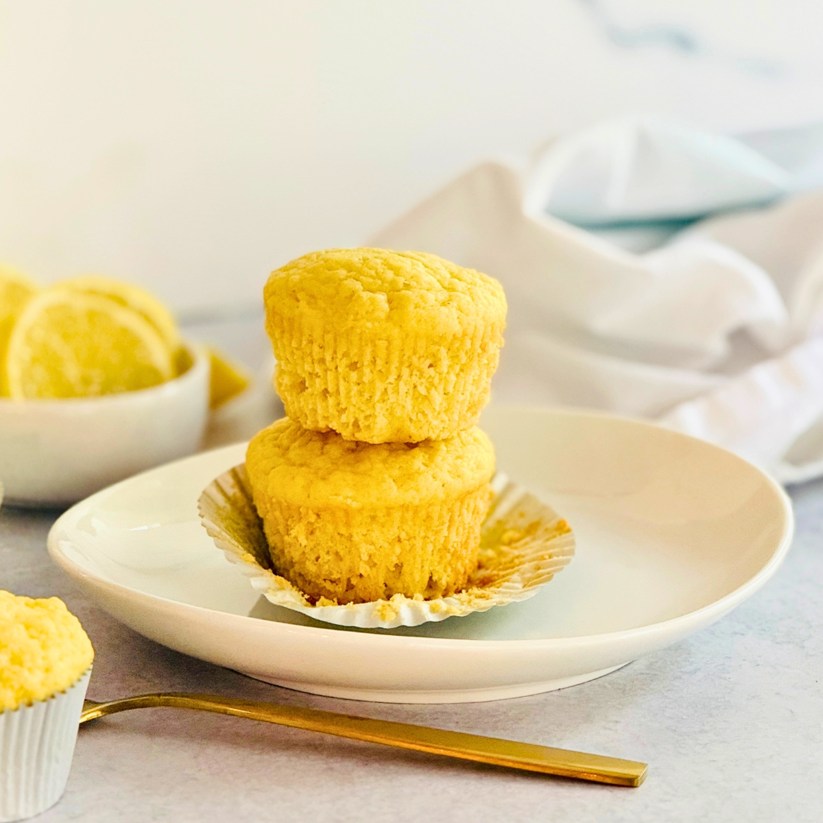 lemon muffins in a stack